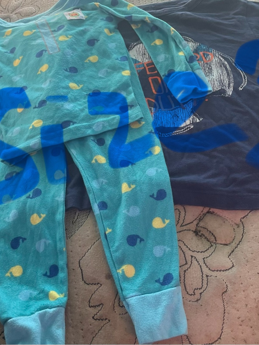 Kids Whale Print Mint Green Fleece Pajama Set
